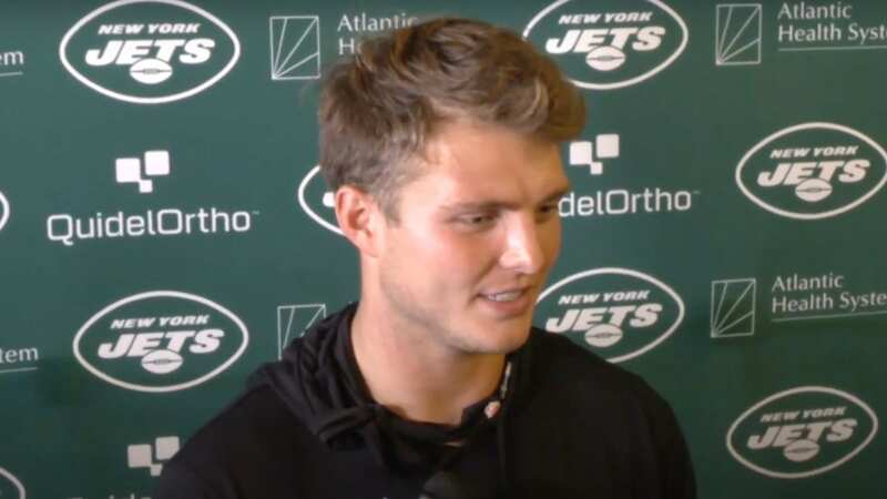 Zach Wilson has spoken about the pressure of replacing Aaron Rodgers for the New York Jets (Image: Elsa/Getty Images)