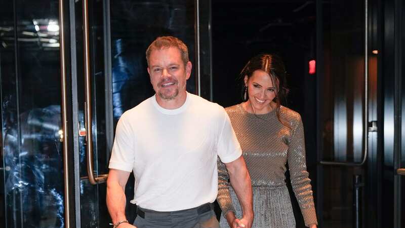 Matt Damon and his wife Luciana were seen leaving a NYFW show on Thursday (Image: GC Images)