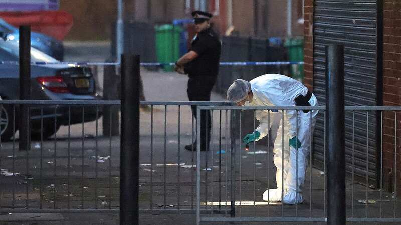 Officers at the scene at Tavistock Square on Friday (Image: Manchester Evening News)