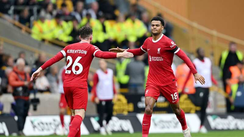 Cody Gakpo celebrates after scoring for Liverpool against Wolves (Image: Getty Images)