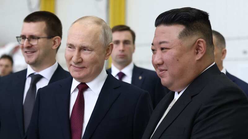 Kim Jong-un could seek military technology in a trade to bolster Russian military reserves (Image: POOL/AFP via Getty Images)