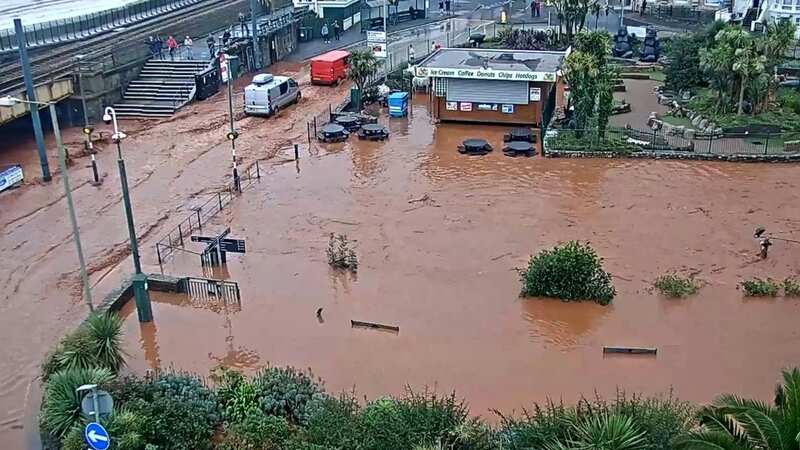 Dawlish Water, a river in Devon, suffered a major overflow yesterday (Image: Coast Cams)