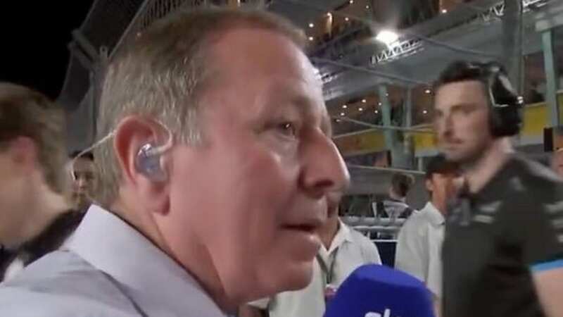 Martin Brundle interrupts his interview with Oscar Piastri after spotting Esteban Ocon (Image: Sky Sports)
