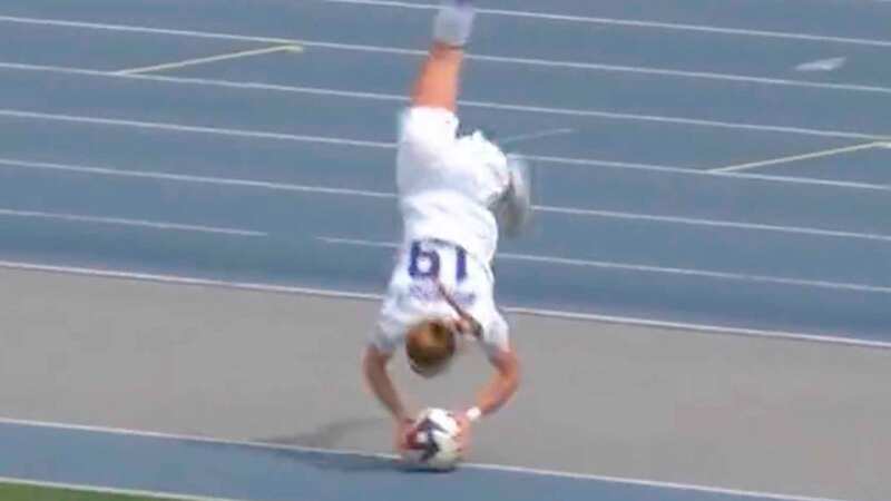 Zoey Mahoney scored a Somersault throw-in five minutes into Northern Iowa vs Drake (Image: Twitter)