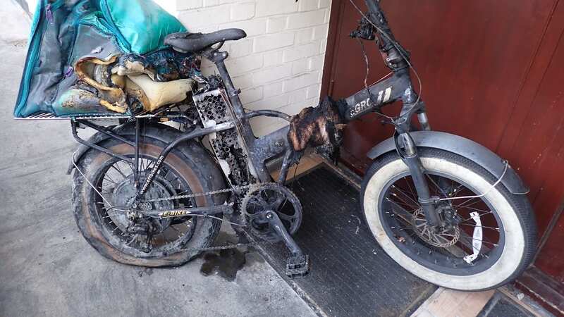 The bike that caught fire in the flat in Highgate, North London, has been ruined (Image: PA)