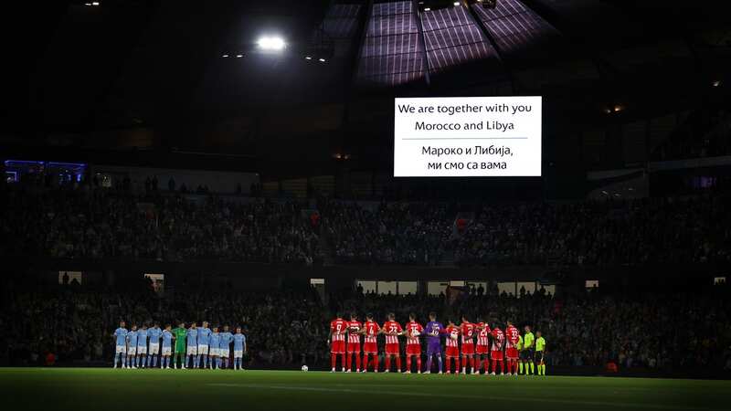 The Etihad Stadium observes a moment of silence ahead of the Champions League clash between Man City and Crvena Zvezda (Image: Getty Images)