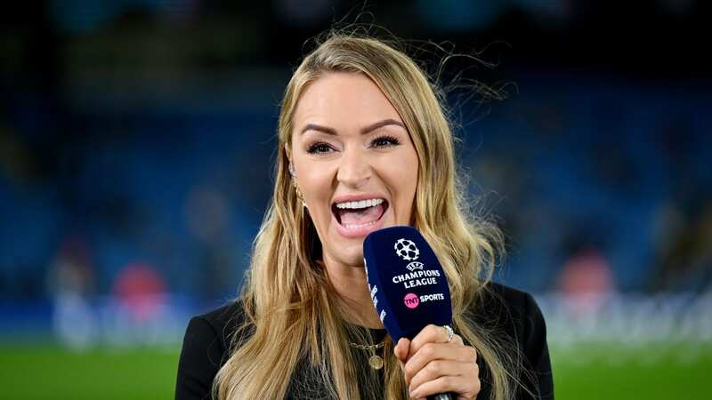 Laura Woods laughs during TNT Sports