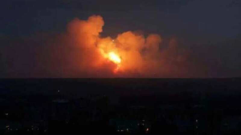 A photo showing the large-scale fire strike that killed 30 people in Crimea (Image: censor)