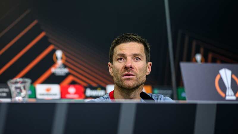 Xabi Alonso of Bayer Leverkusen during the press conference for the UEFA Europa League at BayArena (Image: Photo by Jörg Schüler/Bayer 04 Leverkusen via Getty Images)