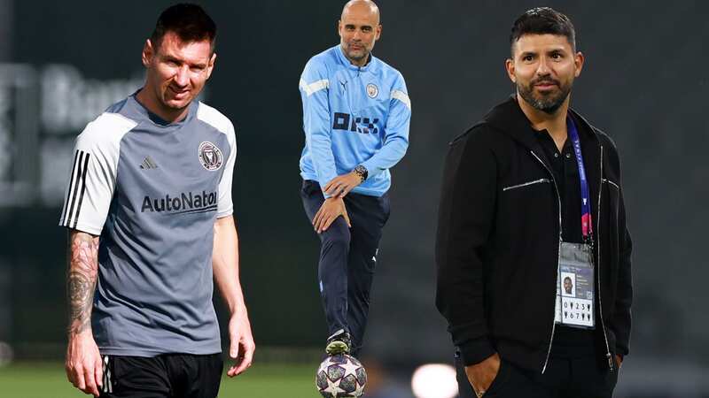 Sergio Aguero has given his verdict on whether Pep Guardiola and Lionel Messi will ever be reunited (Image: Getty)