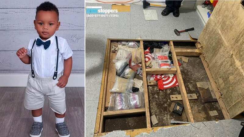 The NYPD released images showing a haul of drugs stored in a trap door in the daycare centre (Image: NYPDnews)