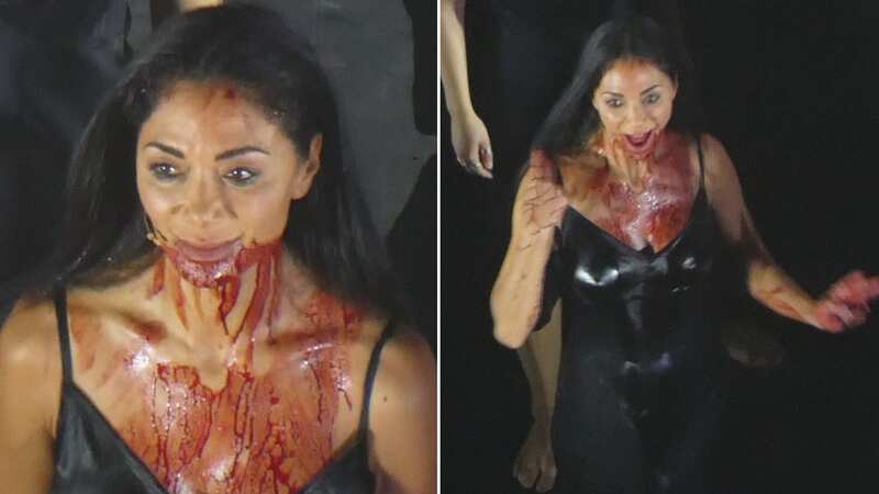 Nicole Scherzinger smeared in fake blood for her opening night performance of West End show Sunset Boulevard