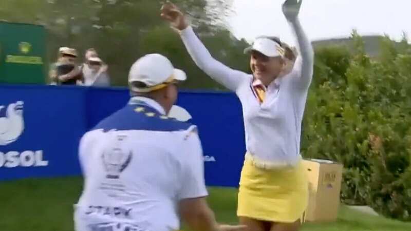 Emily Pedersen could hardly contain her excitement after seeing her hole-in-one go down (Image: Sky Sports)