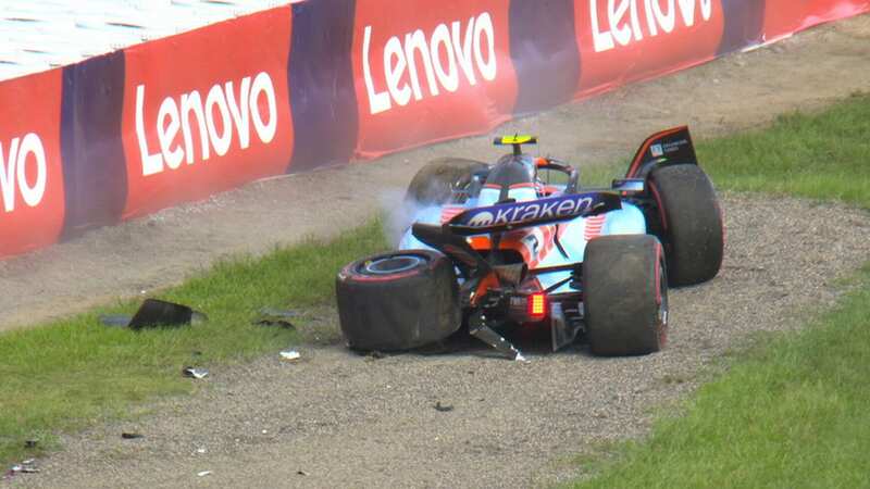 Logan Sargeant crashed his Williams in Japanese GP practice (Image: Sky Sports)
