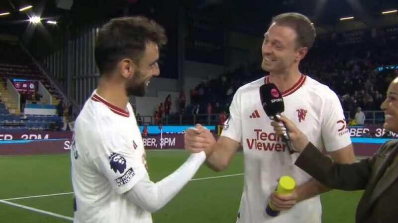 Bruno Fernandes gave his Player of the Match award to Jonny Evans (Image: TNT Sports)
