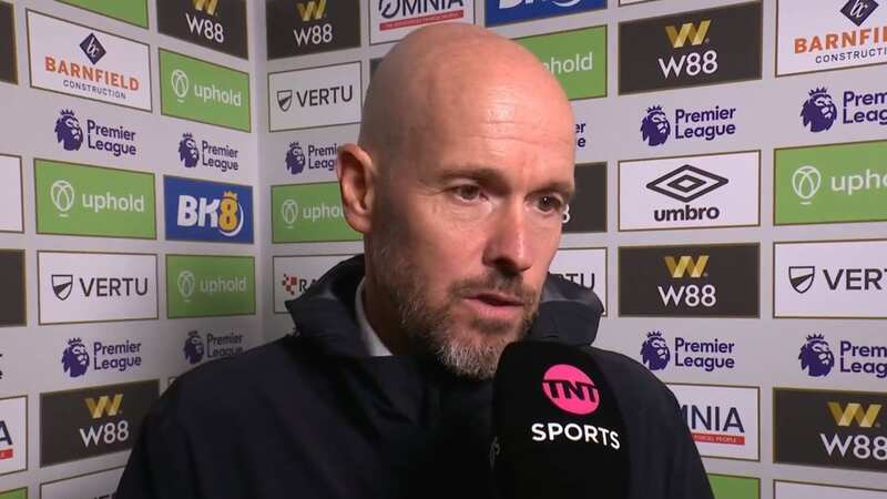 Erik ten Hag has explained why Alejandro Garnacho was not brought on against Burnley (Image: TNT Sports)