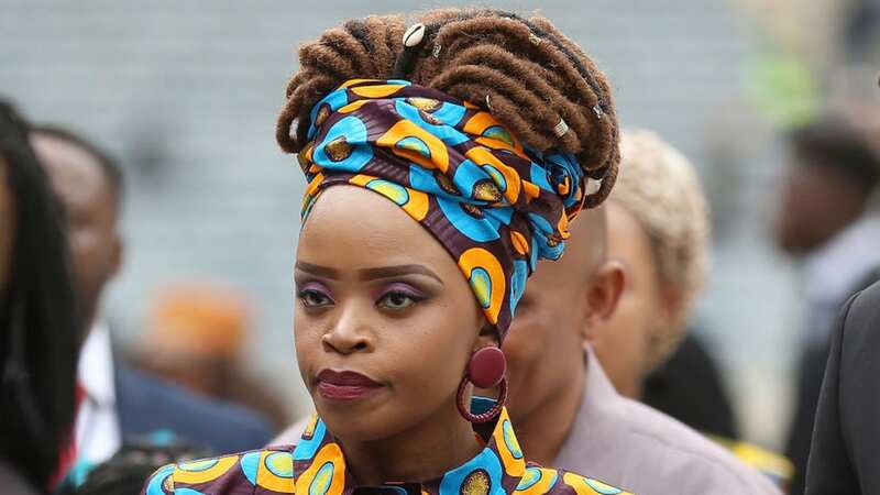 Zoleka Mandela attends the memorial service for Winnie Mandela
