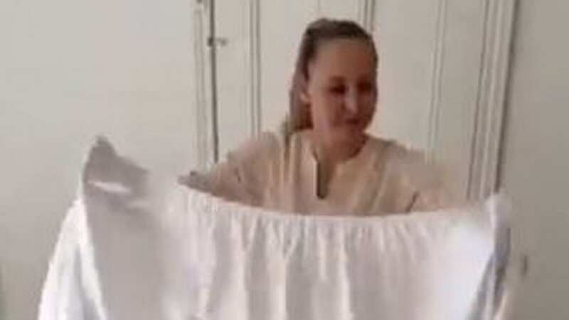 A woman has shared her amazing technique for folding up fitted bed sheets in seconds