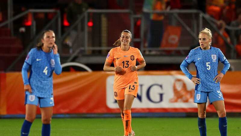 Netherlands celebrate after netting a late winner against England