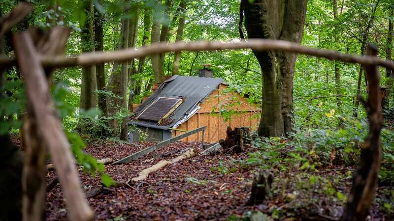 Stephen Windsor has built a tool shed and toilet in Quarry Woods, Box (Image: SWNS)