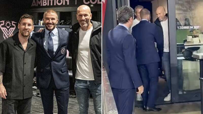 Football icons from past and present met at DRV PNK Stadium as Zinedine Zidane reunited with David Beckham after coming to see Lionel Messi play (Image: Twitter/ IM football)