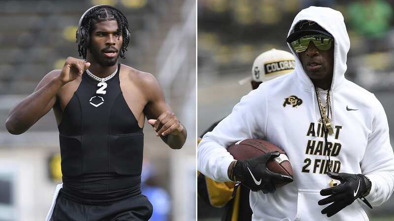Colorado Buffaloes head coach Deion Sanders has opened up on the possibility of his son Shedeur Sanders entering the NFL in 2024 (Image: Andy Cross/MediaNews Group/The Denver Post viaGetty Images))