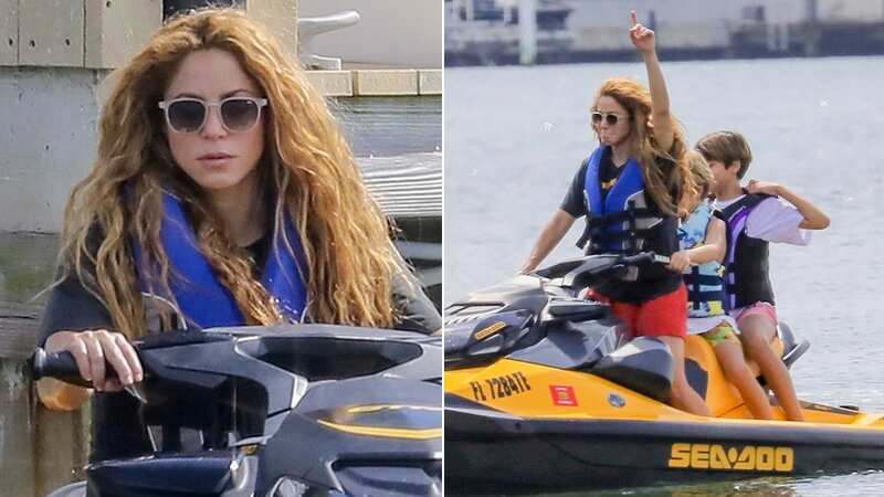 Shakira enjoyed a fun day out on the water with her kids
