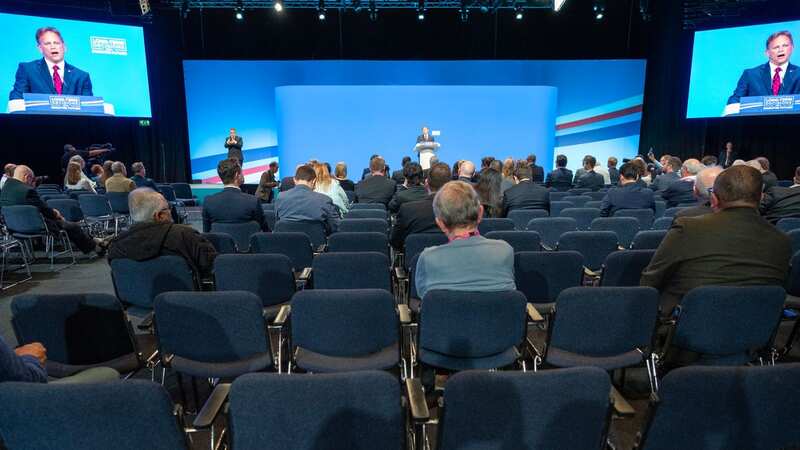 There were hundreds of empty seats at the Conservative Conference in Manchester for the first session (Image: Andy Stenning/Sunday Mirror)