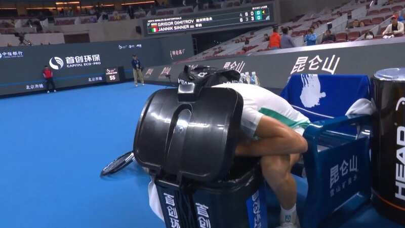 Jannik Sinner vomited during a changover (Image: Tennis TV)