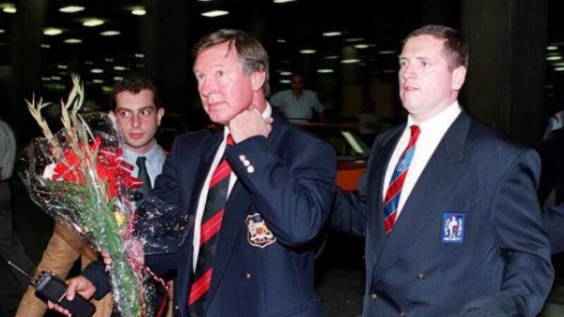 Ferguson cut a nervous figure at Istanbul airport (Image: Daily Mirror)