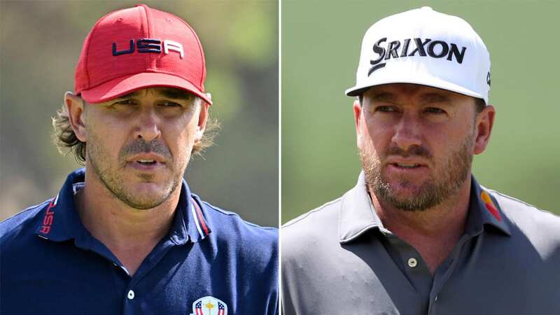 Brooks Koepka (left) and Graeme McDowell: involved in jumps horse with Harry Derham