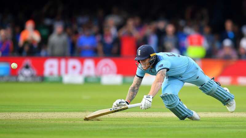 The ball deflects of Ben Stokes