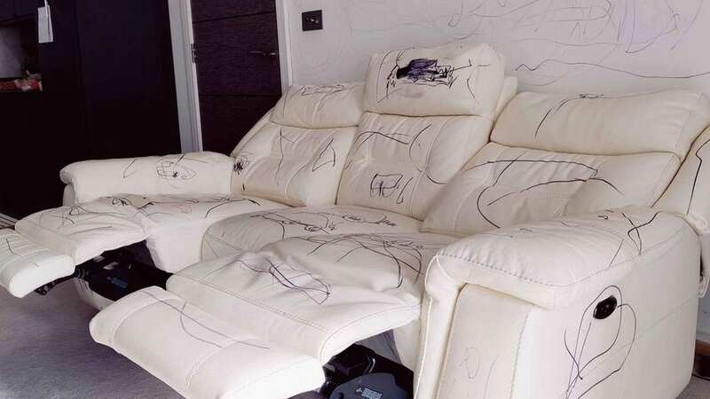 The sofa as seen on the listing covered in markers (Image: Jam Press)