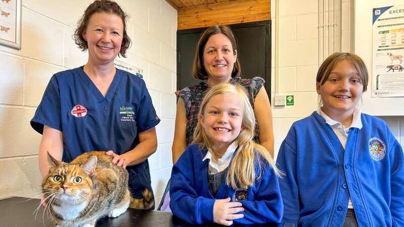Tiger at Minster Veterinary Practice with her family (Image: VetPartners Ltd.)