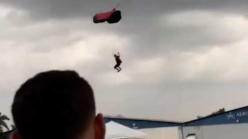 Deadly moment acrobat loses control of parachute and sends audience flying