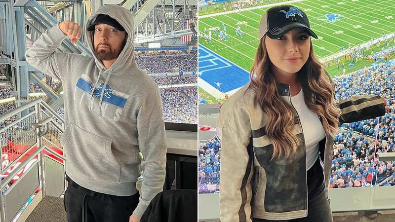 Eminem and daughter Hailie Jade pictured enjoying family time at Detroit Lions game