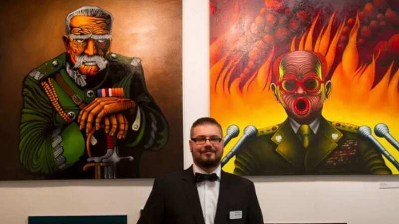 Mateusz Jarza with his prized oil paintings. (Image: Mateusz Jarza)