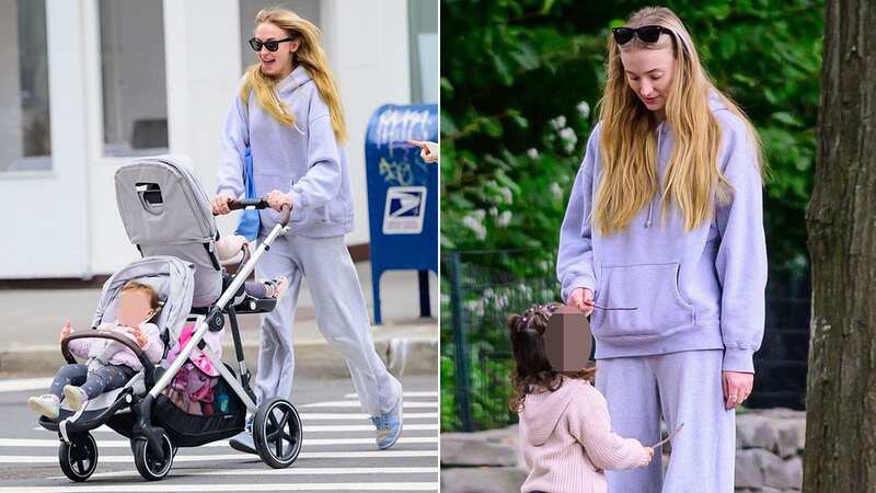 Sophie Turner seen in high spirits as she played with her daughter in the park (Image: Backgrid)