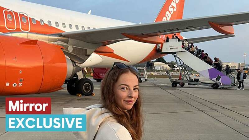 Shannon Burke, 27, boarding an easyJet flight to Israel on Saturday morning