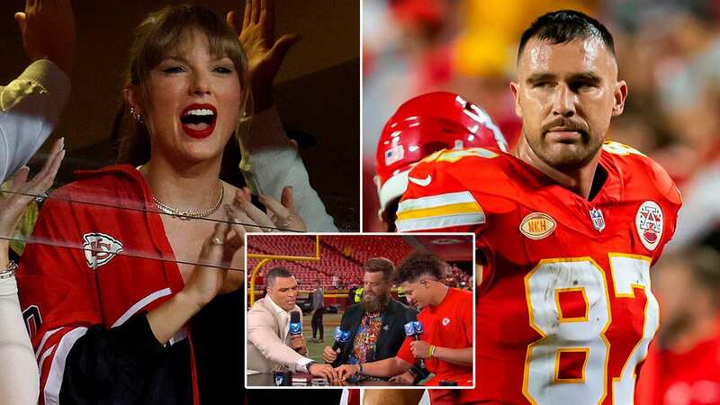Kansas City Chiefs quarterback Patrick Mahomes accepted the bracelet on behalf on his tight end teammate Travis Kelce