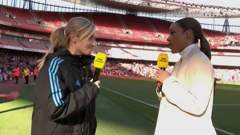 Leah Williamson and Alex Scott during Arsenal vs Aston Villa in the WSL (Image: BBC Sport)