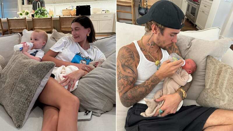 Justin and Hailey met their friends newborn