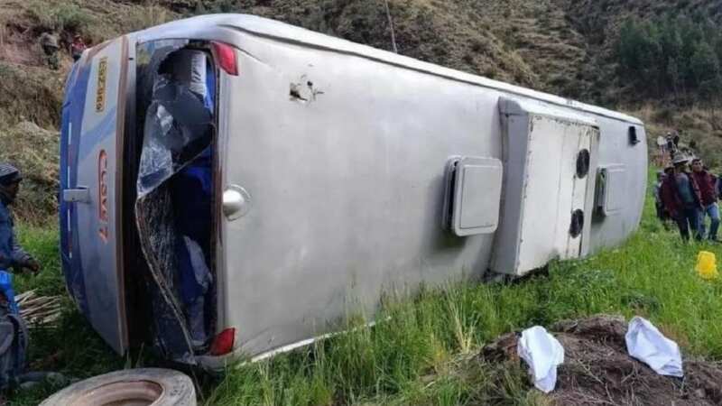 The coach came off the road and rolled over before ending up on its side (Image: PNP)