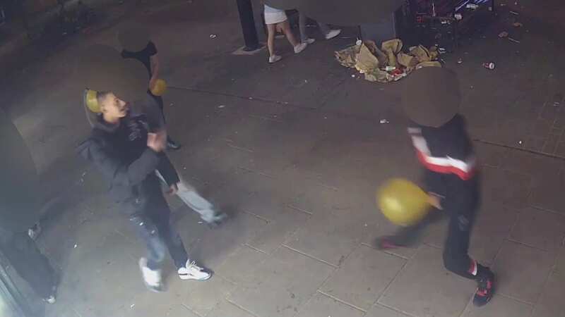 Chilling moment teen killer wields laughing gas balloon then stabs man to death