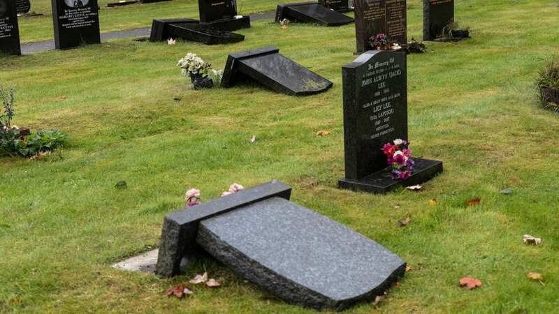 Mourners are furious after 87 gravestones were knocked over in a health and safety test in North Yorkshire (Image: Lee McLean/SWNS)