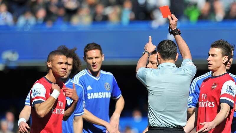 Kieran Gibbs was left bemused after he was given a red card against Chelsea in 2014 (Image: Getty Images)