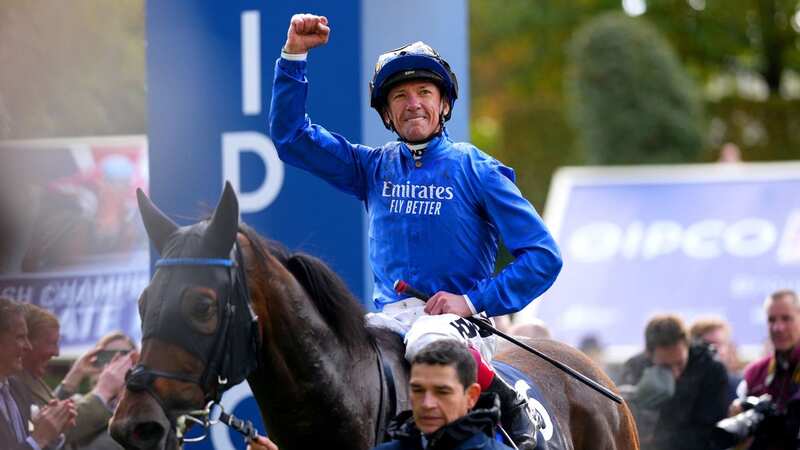 Frankie Dettori salutes the crowd after victory on Trawlerman (Image: PA)