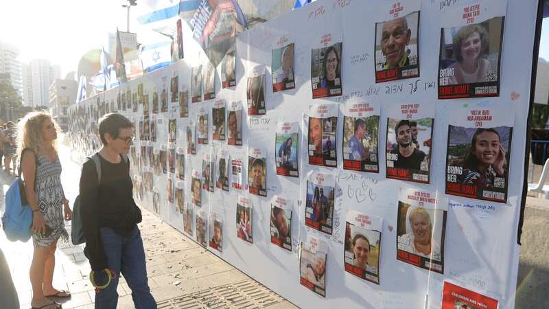 Photos of Israelis kidnapped by Hamas during the 7th October attacks, posted up in Tel Aviv (Image: ABIR SULTAN/EPA-EFE/REX/Shutterstock)