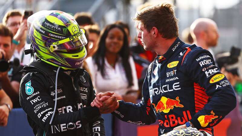 Lewis Hamilton and Max Verstappen shake hands after the US GP Sprint (Image: Getty Images)