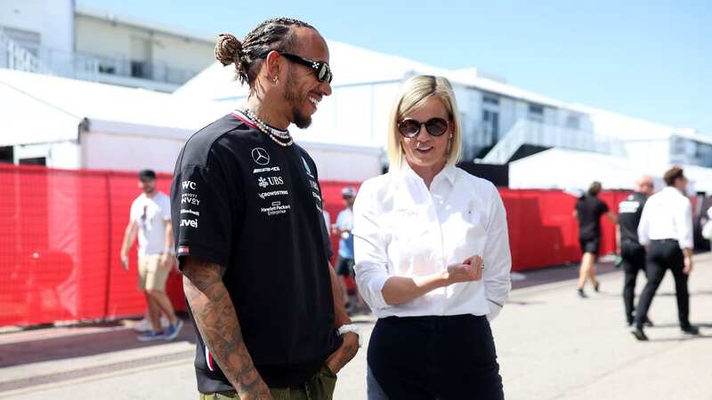 Lewis Hamilton and F1 Academy managing director Susie Wolff (Image: Jared C. Tilton - Formula 1/Formula 1 via Getty Images)